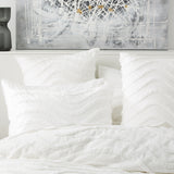 Wave 100% Cotton Chenille Vintage Quilt / Duvet cover Set Double White