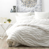 Wave 100% Cotton Chenille Vintage washed tufted Quilt cover Set Double White