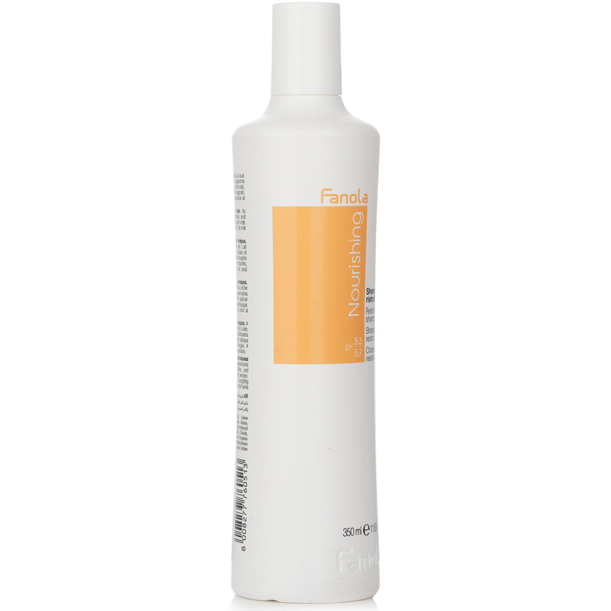 Fanola Restructuring Shampoo bottle, 350ml, designed for revitalizing dry, brittle hair with nourishing proteins.