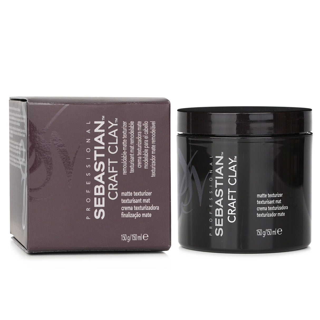 Matte texturizer clay for flexible hold, adds volume and separation, ideal for short to medium hairstyles.