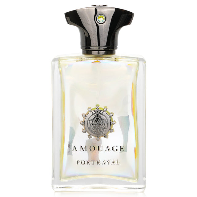 Amouage Portrayal Man Eau De Parfum Spray in a 100ml bottle, featuring vibrant violet leaves, vetiver, and cade oil for modern sophistication.