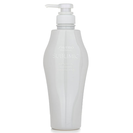 Luxurious 500ml Shiseido shampoo for thinning hair, enhancing volume, hydration, and scalp health with a fruity herbal scent.