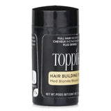 Toppik Hair Building Fibers in Med Blonde adds volume and thickness to fine hair, resisting wind and moisture for a natural look.