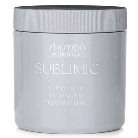 Shiseido Sublimic Adenovital Hair Mask for thinning hair, enriching and strengthening with a hydrating formula.