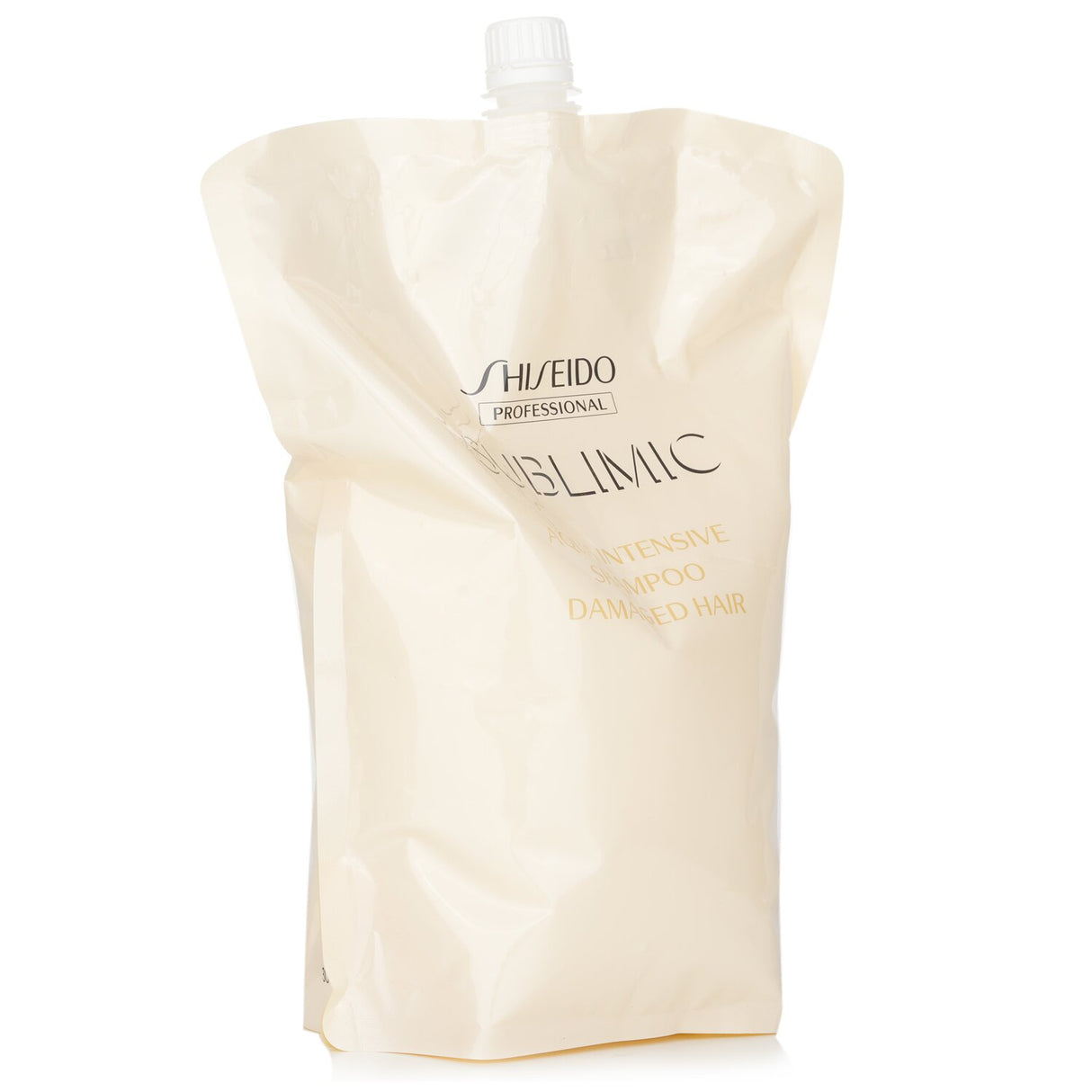 Shiseido Sublimic Aqua Intensive Shampoo refill for damaged hair, 1800ml, offers deep hydration and revitalizes dry locks.