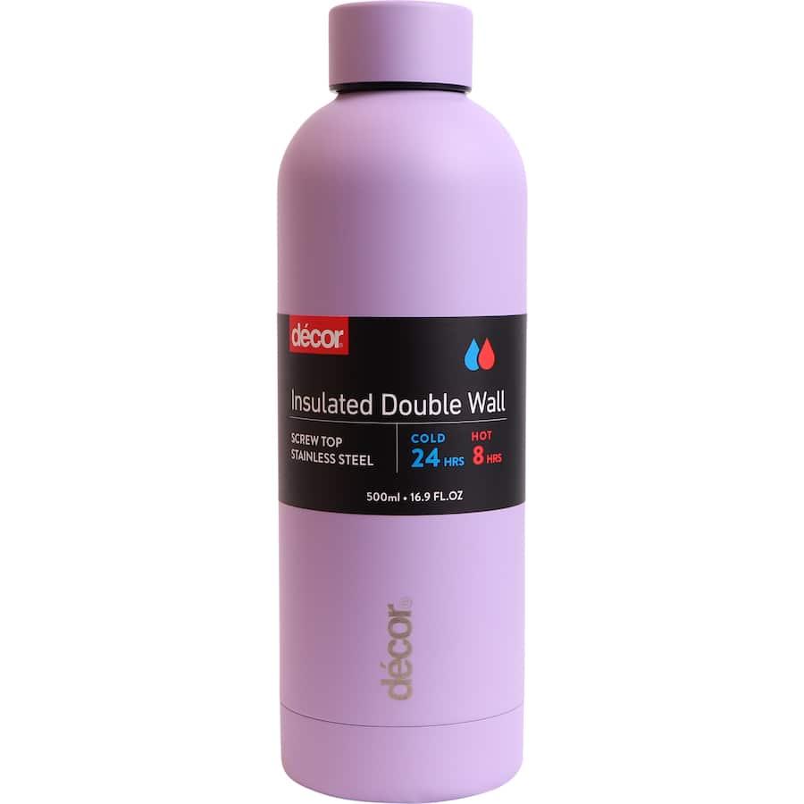 Decor Drink Bottle Screw Top Dble Wall Insulated 500mL