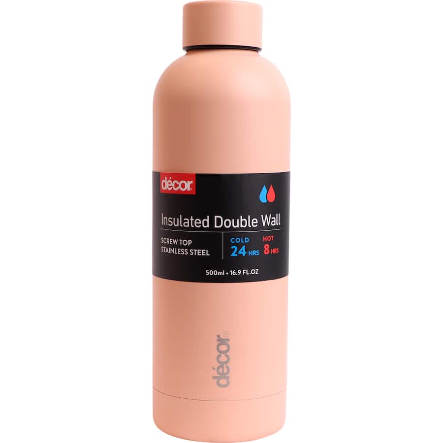 Decor Drink Bottle Screw Top Dble Wall Insulated 500mL