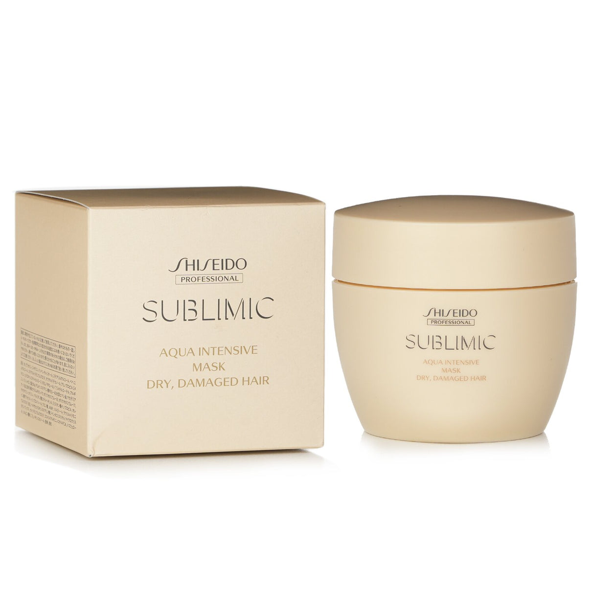 Shiseido Sublimic Aqua Intensive Mask in 200g, rich hair mask for dry, damaged hair, infused with hydration and floral scent.