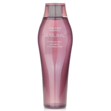 Shiseido Sublimic Luminoforce Shampoo for colored hair, enhancing shine and repairing with nourishing ingredients, 250ml.