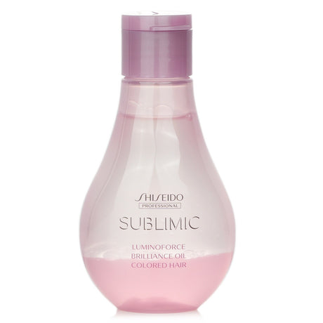 Shiseido Sublimic Luminoforce Brilliance Oil for colored hair, enhancing shine and vibrancy, infused with nourishing ingredients.