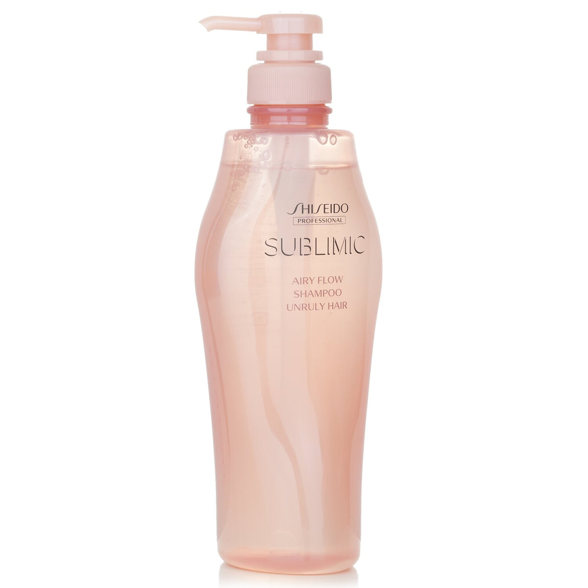 Shiseido Sublimic Airy Flow Shampoo in 500ml bottle, designed for unruly hair with nourishing ingredients for softness and shine.