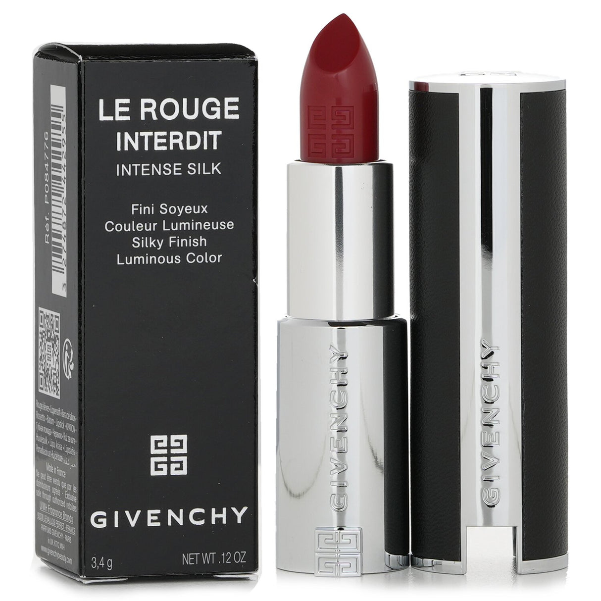 Vibrant Givenchy N333 lipstick in sleek leather case, offers silky application and long-lasting, hydrating comfort.