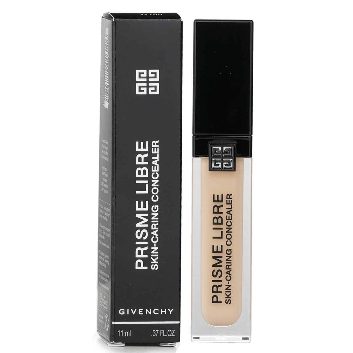 Givenchy Prisme Libre Skin Caring Concealer in W100, 95% natural ingredients, offers hydration and blurs imperfections for a radiant finish.