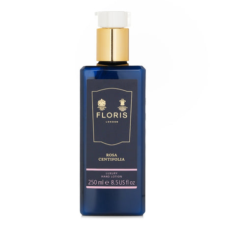 Floris Rosa Centifolia Luxury Hand Lotion in a 250ml bottle, offers deep hydration with a soothing floral scent.