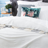 Solana Washed Cotton Textured Quilt Cover Set Queen White