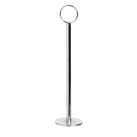 Esselte Table Number Holder in metal, 20cm tall with a 5cm base, perfect for displaying numbers in cafes and restaurants.