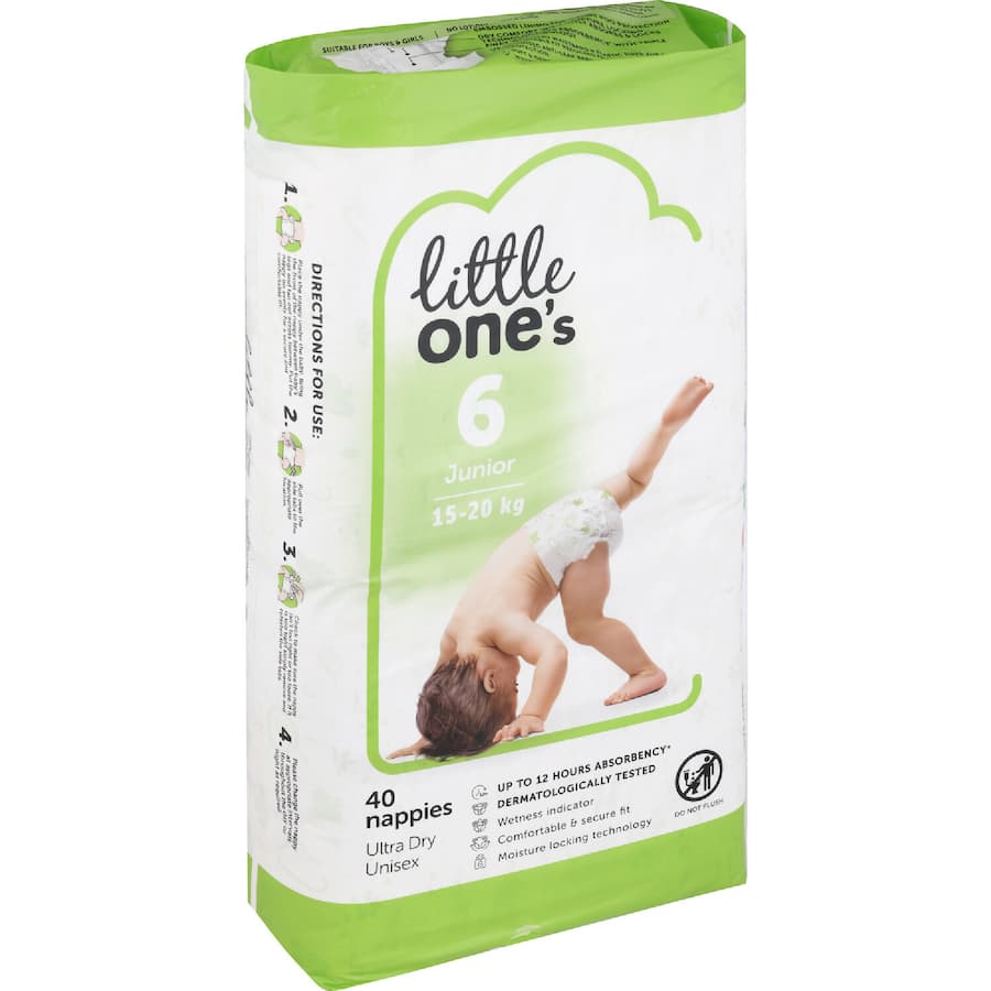 Little One's Bulk Nappies Junior Boys & Girls 16+ Kg Size 6 40pack