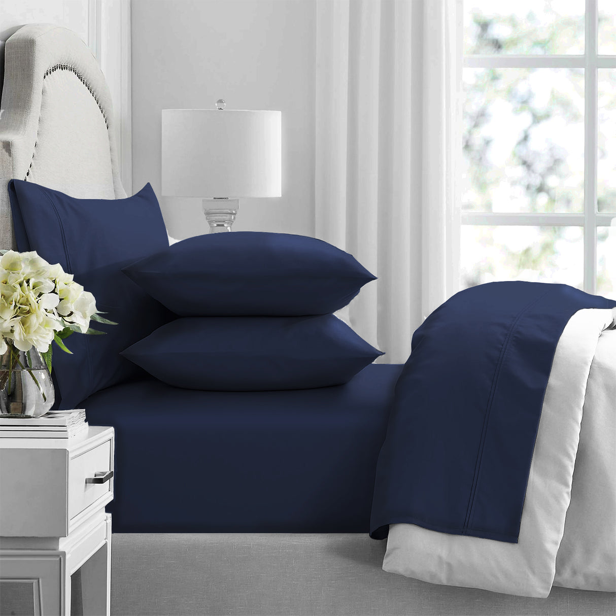 Premium 1000 Thread count Egyptian Cotton sheet Set Mega King Indigo