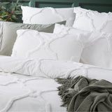 Moroccan 100% Cotton  Vintage washed Tufted Quilt / Duvet cover set King White