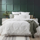 Moroccan Cotton  Vintage  Tufted  European P/Case White