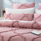 Moroccan 100% Cotton Vintage  Tufted Quilt / Duvet cover set Queen Blush