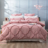 Moroccan 100% Cotton Chenille Vintage  Tufted Quilt / Duvet cover set King Blush