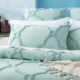 Moroccan 100% Cotton  Vintage  Tufted Quilt / Duvet cover set Super King Sage