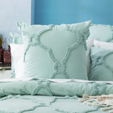 Moroccan 100% Cotton  Vintage  Tufted Quilt / Duvet cover set Super King Sage