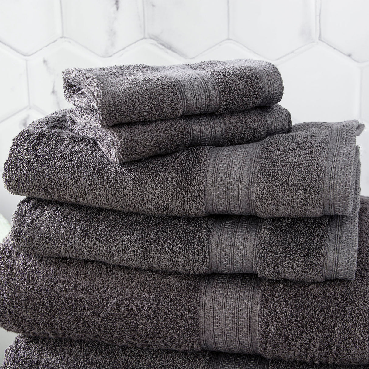 Renee Taylor Stella 650 GSM Super Soft Bamboo Cotton 5 Piece Charcoal