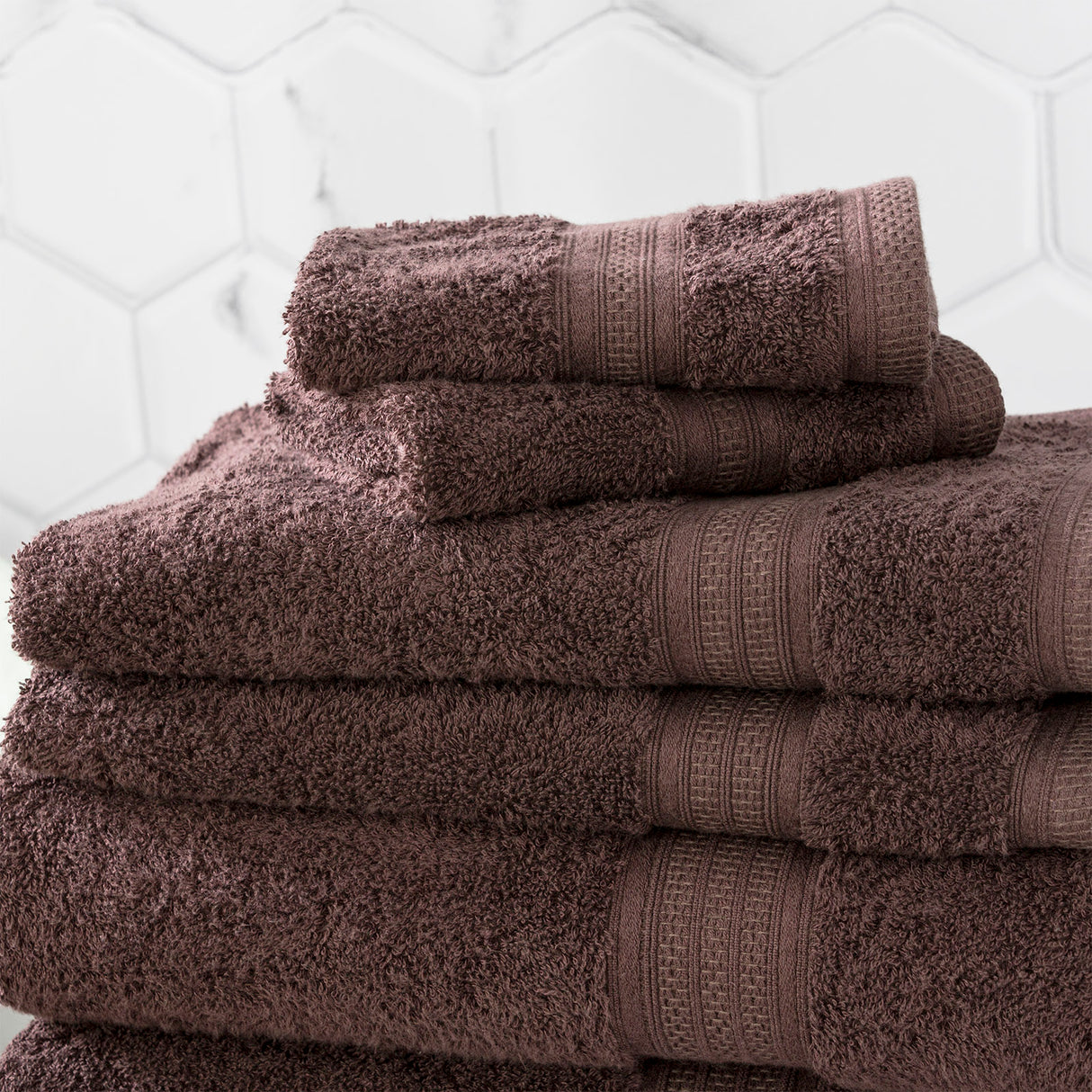 Renee Taylor Stella 650 GSM Super Soft Bamboo Cotton 4 Piece Bath Towel Cocoa