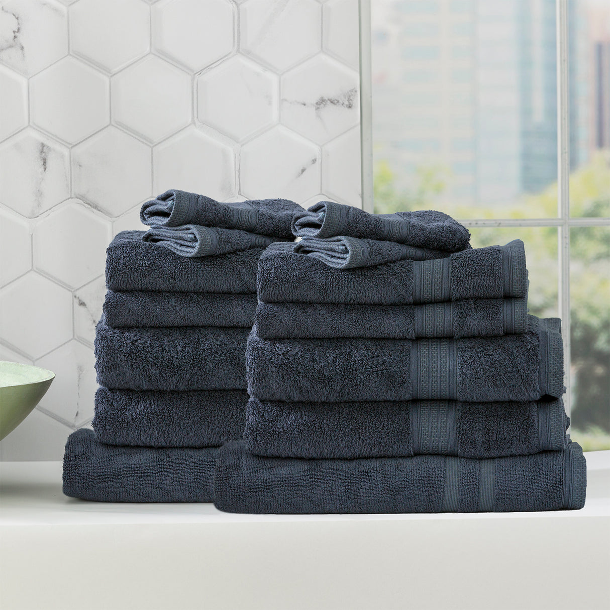 Renee Taylor Stella 650 GSM Super Soft Bamboo Cotton 14 Piece Indigo