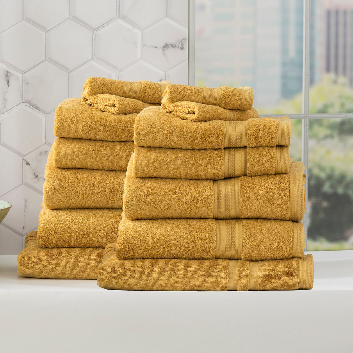 Renee Taylor Stella 650 GSM Super Soft Bamboo Cotton 14 Piece Mustard