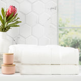 Renee Taylor Stella 650 GSM Super Soft Bamboo Cotton 4 Pack Bath Sheet White