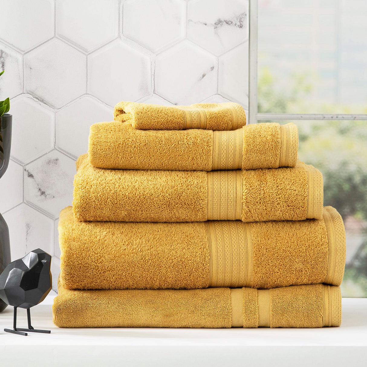 Renee Taylor Stella 650 GSM Super Soft Bamboo Cotton 5 Piece Mustard