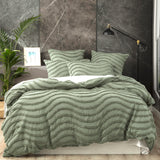 Wave 100% Cotton Chenille Vintage washed tufted Quilt cover Set Double Sage