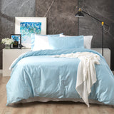 500 Thread count Natural Bamboo Cotton Quilt Cover set Queen Mid Blue