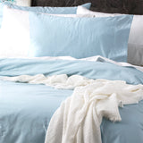 500 Thread count Natural Bamboo Cotton Quilt Cover set Queen Mid Blue