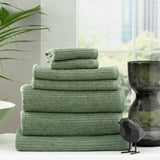 Renee Taylor Cobblestone 650 GSM Cotton Ribbed Towel Packs 7 Piece Sage