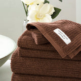 Renee Taylor Cobblestone 650 GSM Cotton Ribbed Towel Packs 14 Piece Toffee