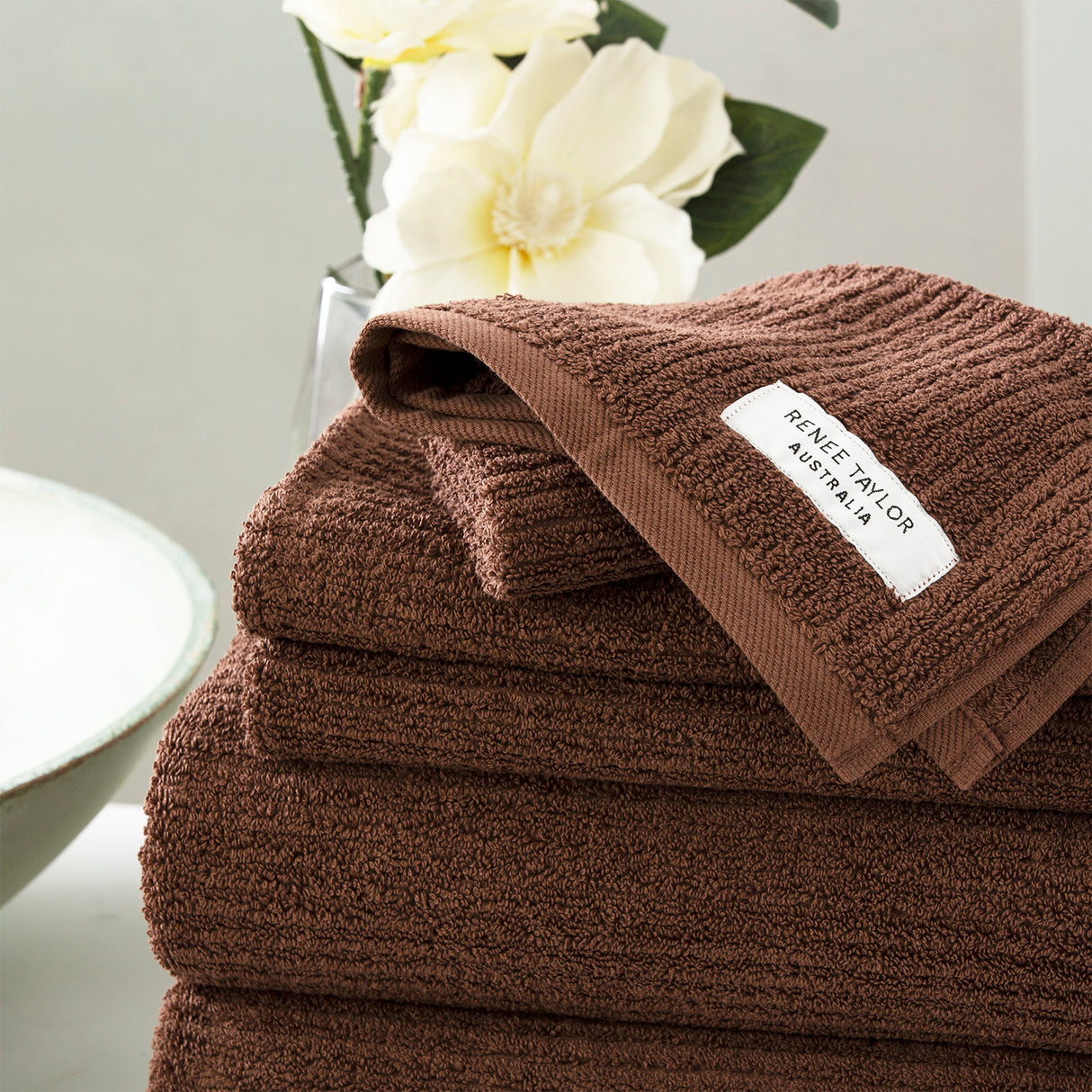 Cobblestone 650 GSM Cotton Ribbed Towel Packs 4 Piece Bath Towel Toffee