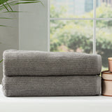 Cobblestone 650 GSM Cotton Ribbed Towel Packs 2 Pack Bath Sheet Granite