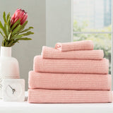 Renee Taylor Cobblestone 650 GSM Cotton Ribbed Towel Packs 5 Piece Blush