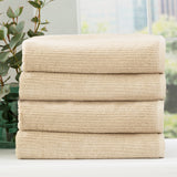 Cobblestone 650 GSM Cotton Ribbed Towel Packs 4 Piece Bath Towel Stone