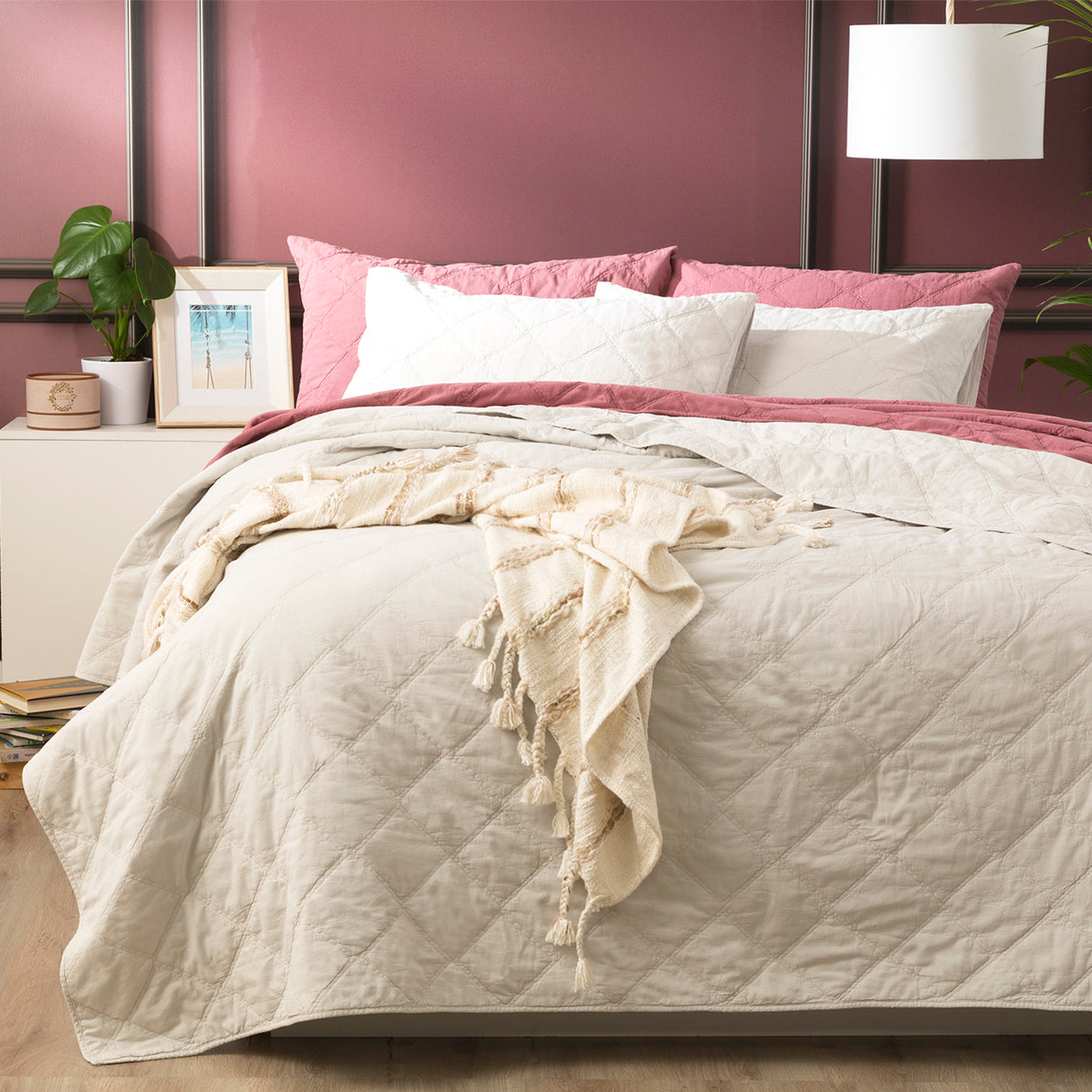 Attwood Vintage Stone Washed Cotton Quilted Coverlet set Queen/King Dove