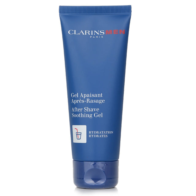 Soothing gel for men post-shave, hydrates and calms irritation, lightweight and fast-absorbing, 75ml size.