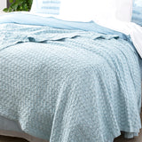 Renee Taylor Lexico Cotton Waffle Blankets Super King Sky