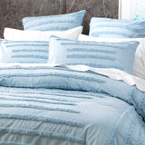 Classic Cotton Vintage washed Tufted Quilt Cover set European Pillowcase Blue