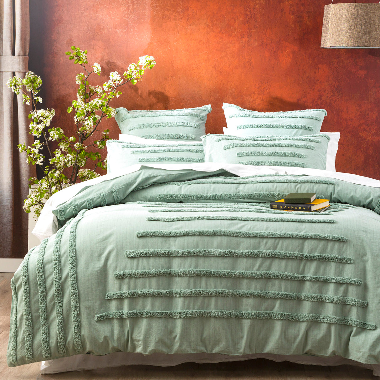 Classic Cotton Vintage washed Tufted Quilt / Duvet Cover set King Sage