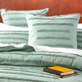 Classic Cotton Vintage washed Tufted Quilt / Duvet Cover set Queen Sage