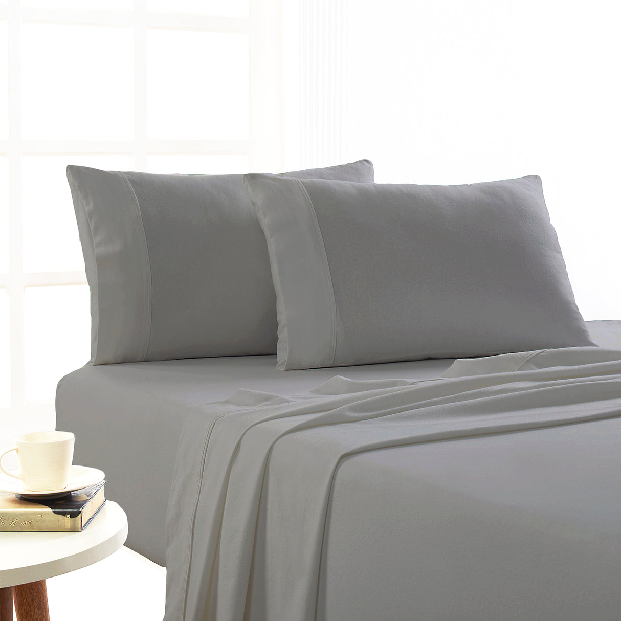 Egyptian Cotton Flannelette Sheet Set Single Ash